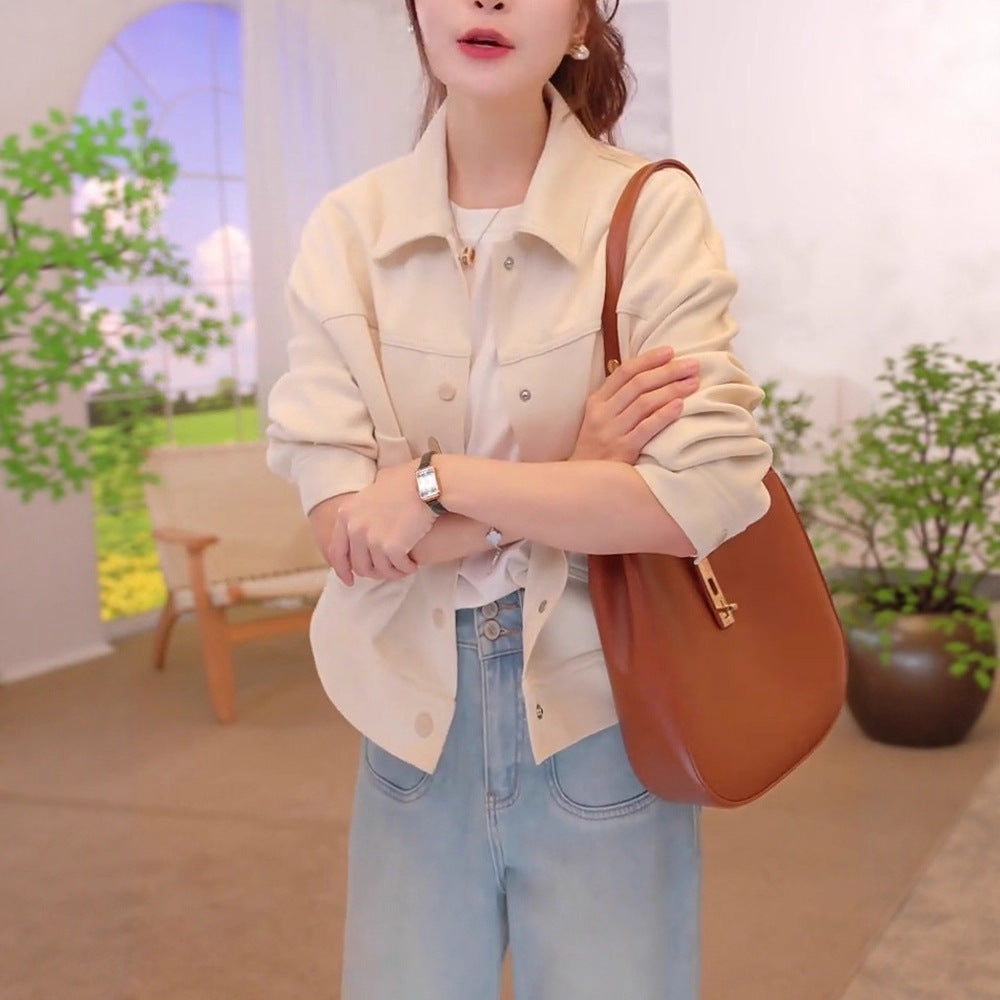 Manteau en denim uni chic et décontracté