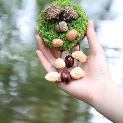 The Acorn Family - Handmade Moss Forest Wall Hanging