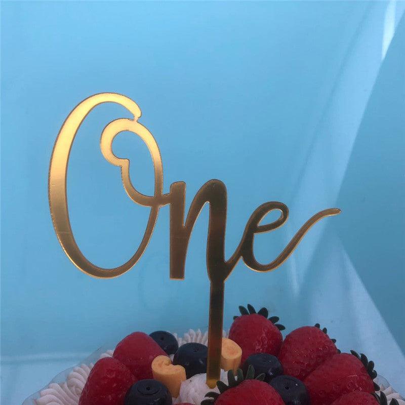 Elegante Topper de Pastel de Acrílico Doble Cara para Celebraciones