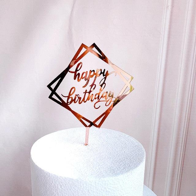 Elegante Topper de Pastel de Acrílico Doble Cara para Celebraciones