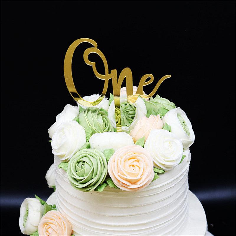 Elegante Topper de Pastel de Acrílico Doble Cara para Celebraciones