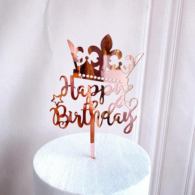 Elegante Topper de Pastel de Acrílico Doble Cara para Celebraciones