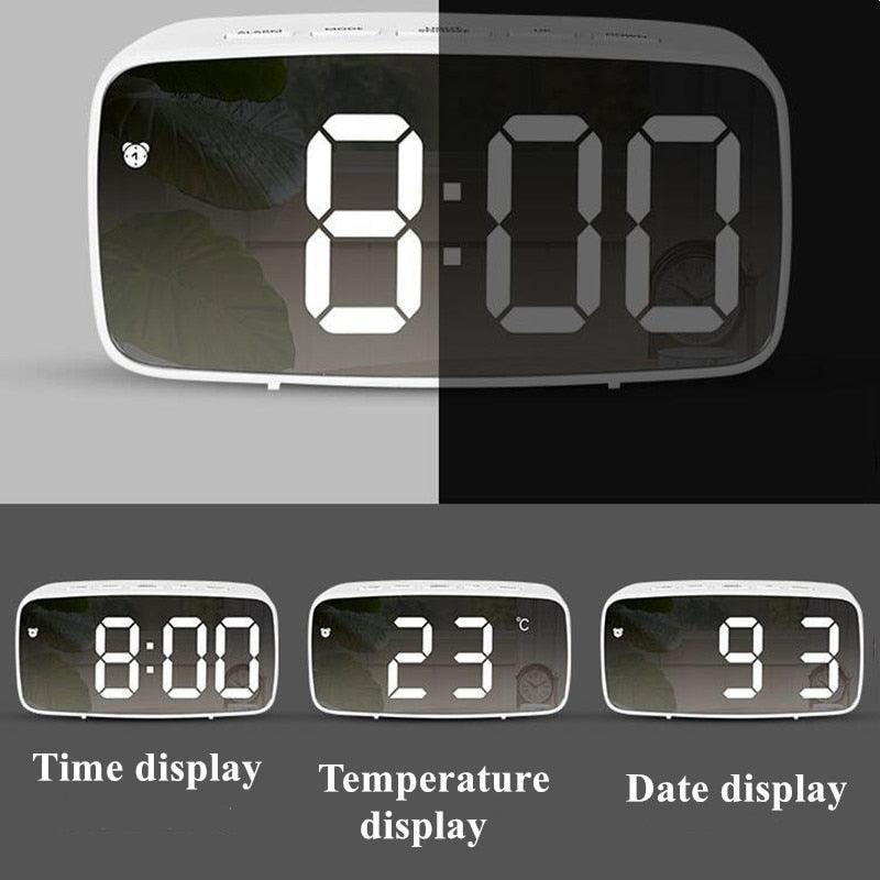 Reloj despertador LED de espejo acrílico premium con control por voz
