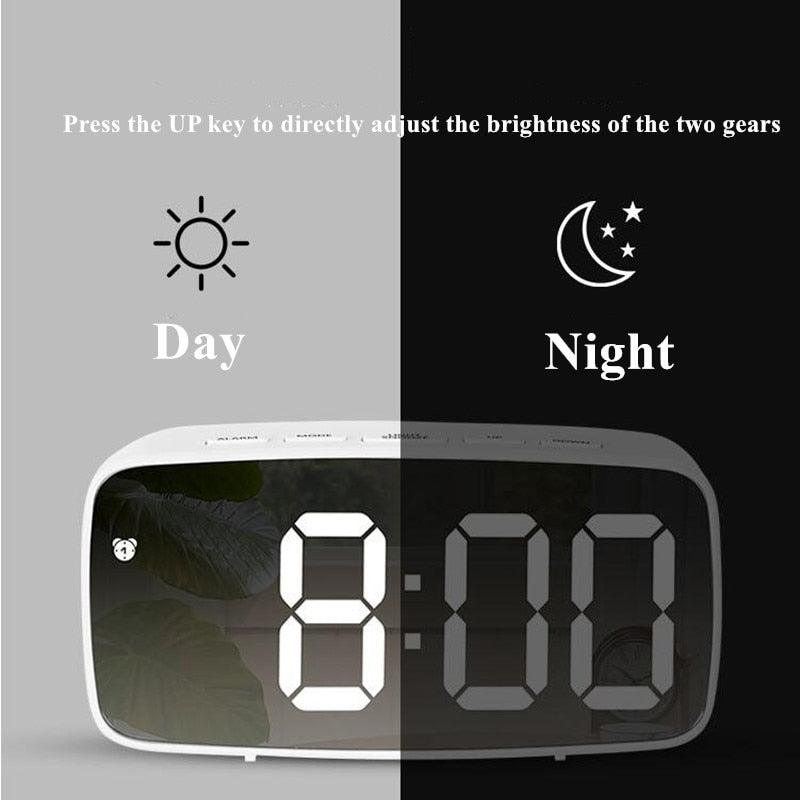 Reloj despertador LED de espejo acrílico premium con control por voz