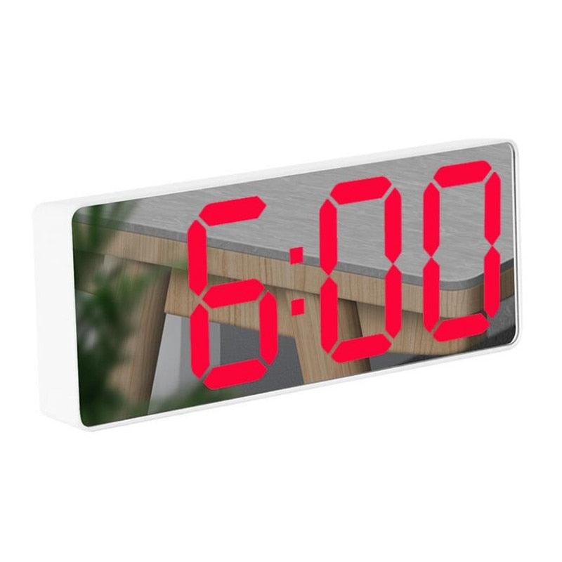 Reloj despertador LED de espejo acrílico premium con control por voz