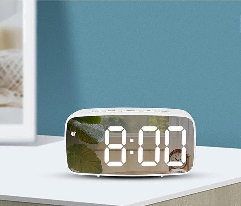 Reloj despertador LED de espejo acrílico premium con control por voz