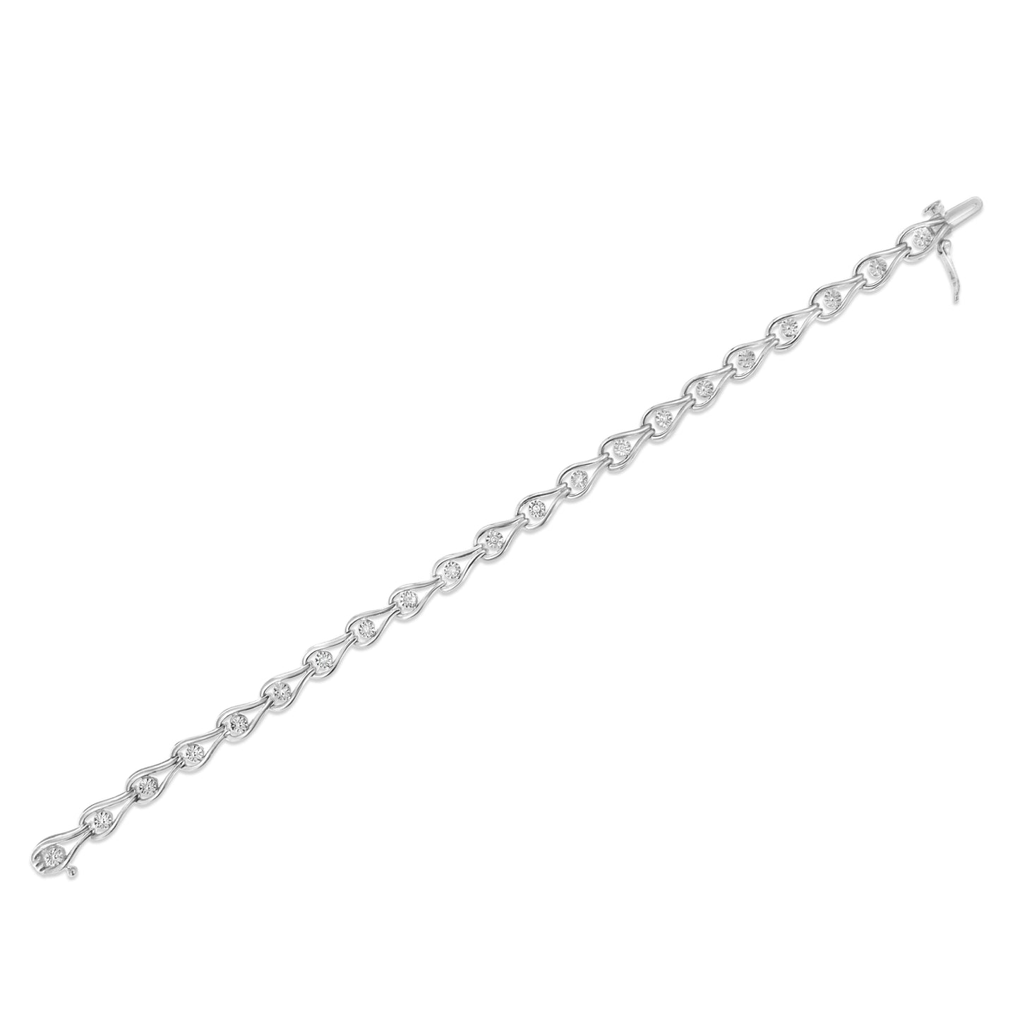 Pulsera de eslabones de diamantes de plata esterlina .925 - 7.25"