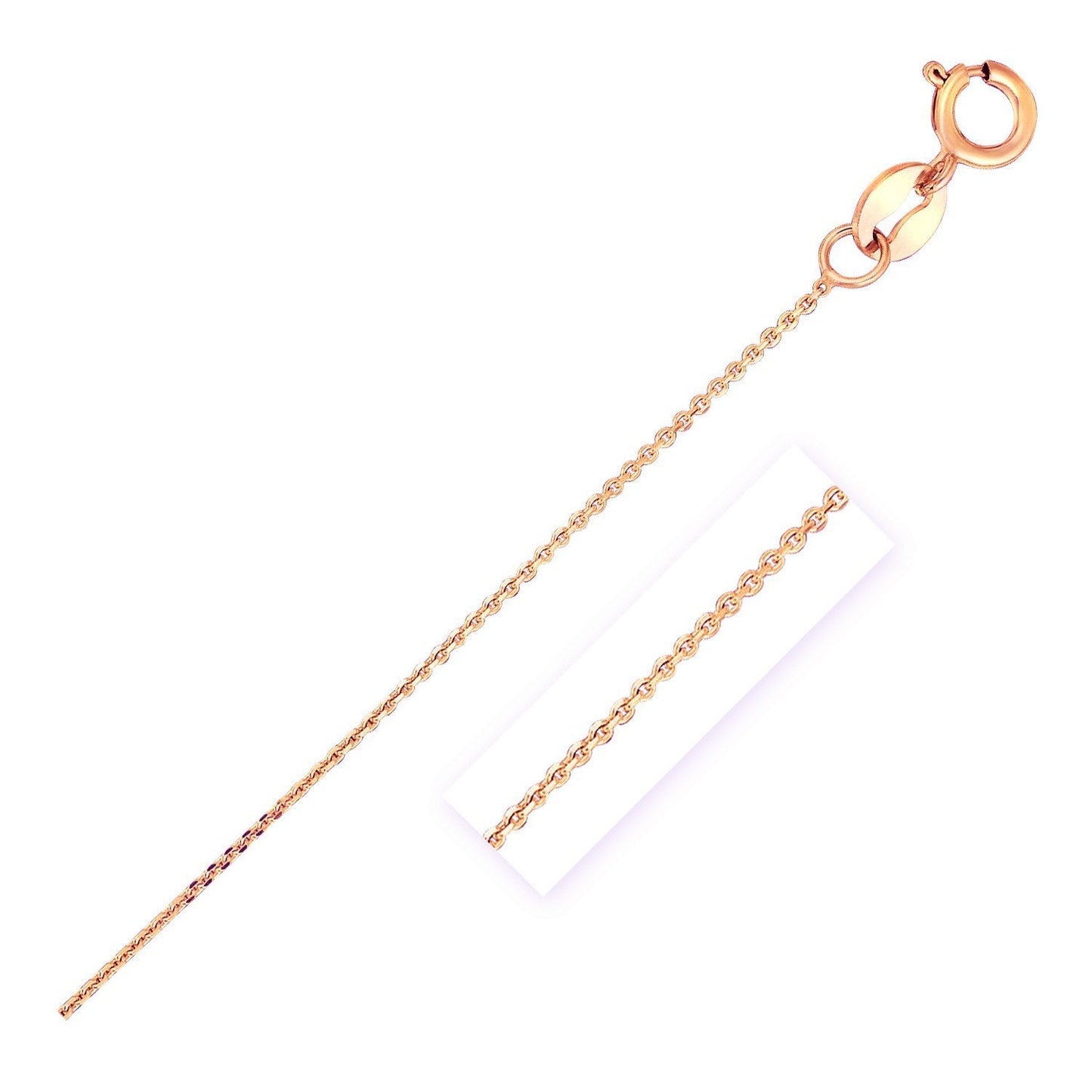 14k Rose Gold Diamond Cut Cable Link Chain - 0.7mm