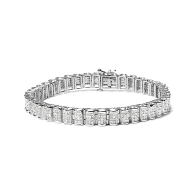 Bracelet de tennis en or jaune 14 carats avec diamants taille princesse en forme de boucle