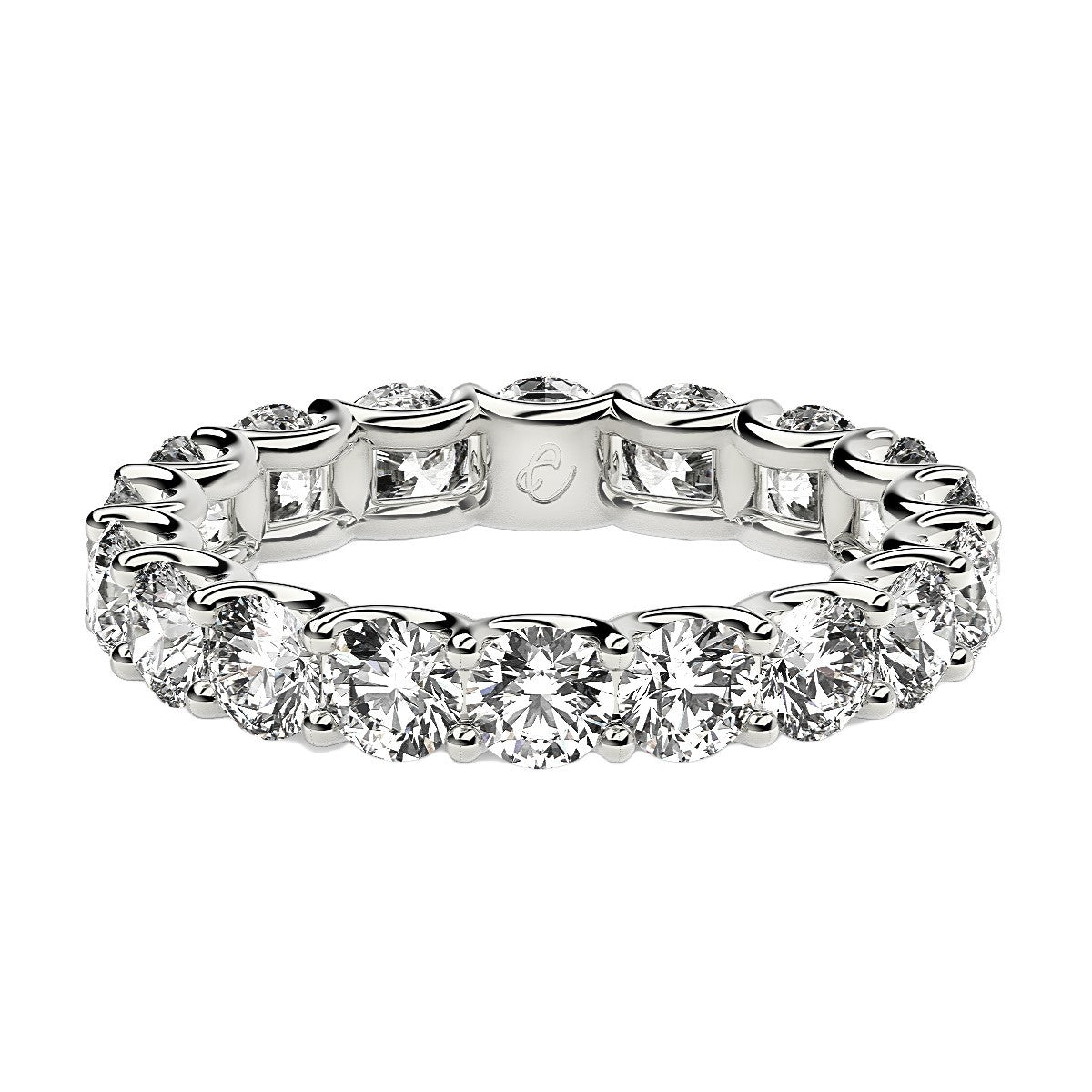 Anillo Eternidad de Diamante Creado en Laboratorio Corte Redondo en Oro Blanco de 14k