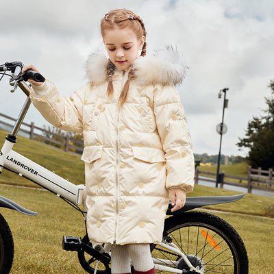 Children's Thickened Korean Style Down Jacket with Fur Collar