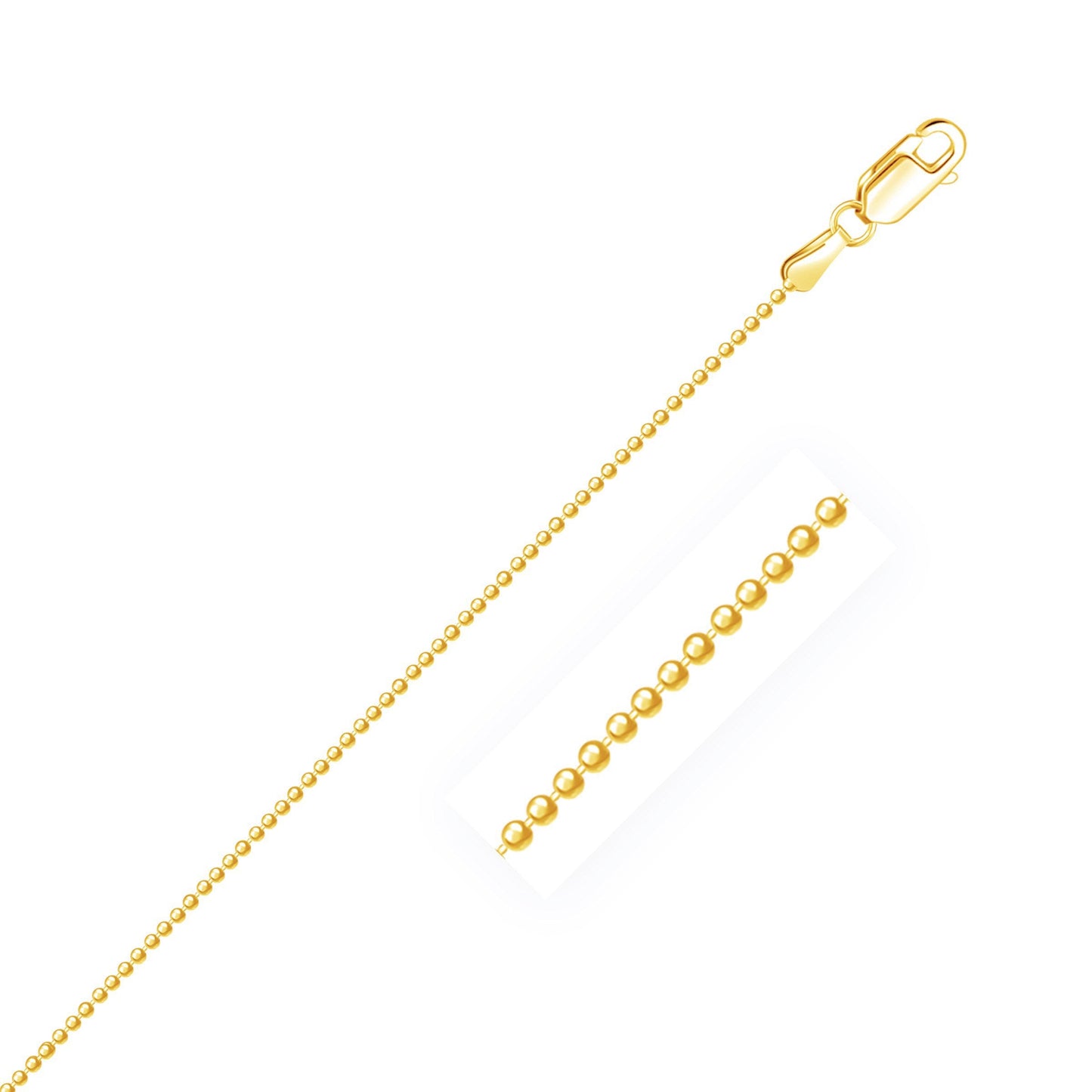 Chaîne à perles en or jaune 14 carats avec taille diamant - 1,2 mm