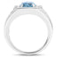 Bague en argent sterling avec topaze bleue de Londres et topaze blanche de 2,18 carats