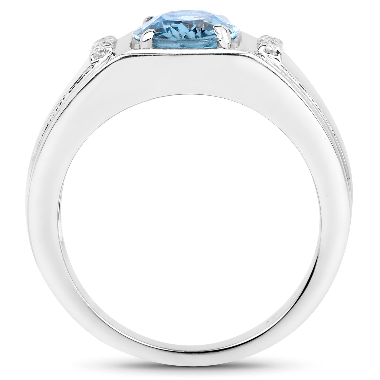 Bague en argent sterling avec topaze bleue de Londres et topaze blanche de 2,18 carats