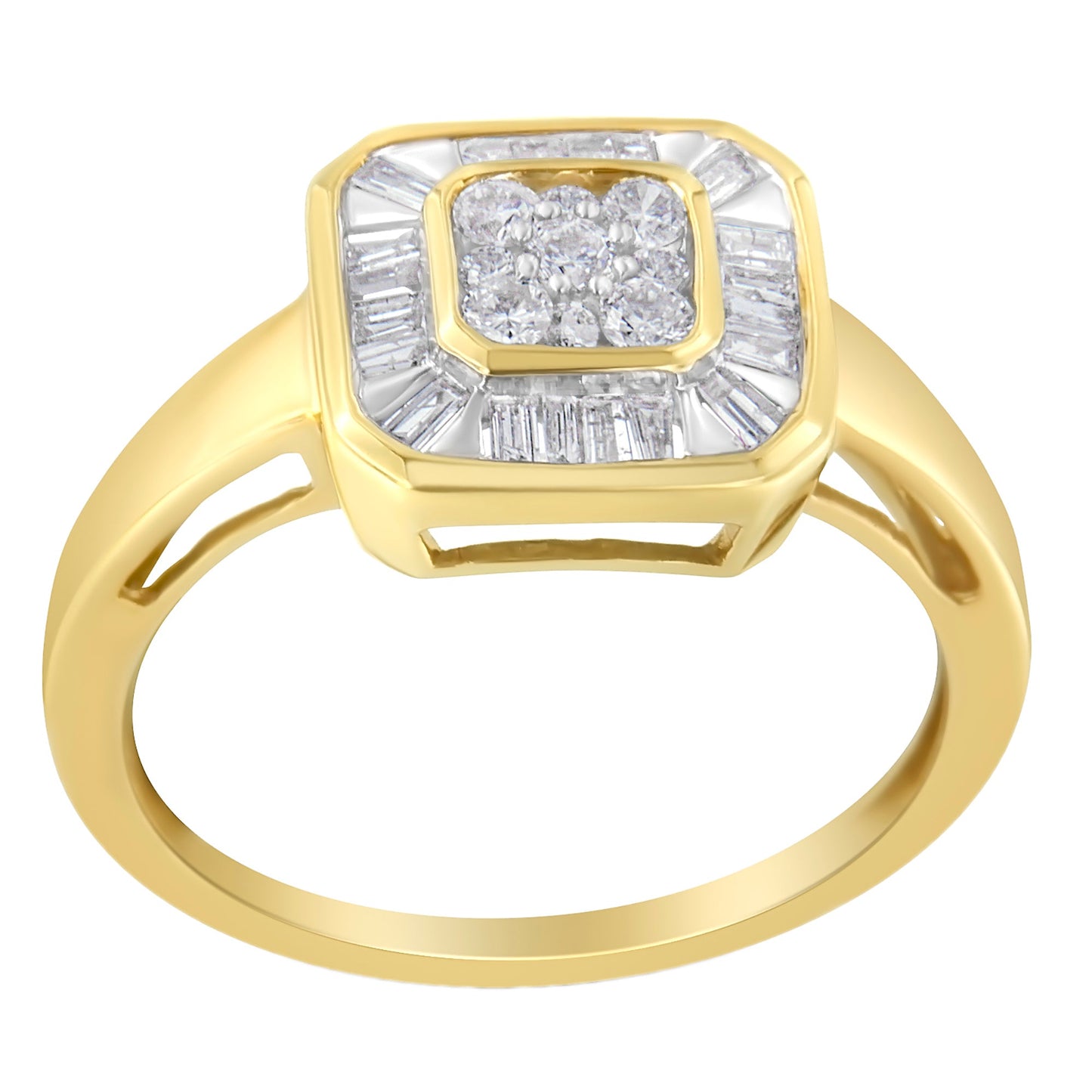 Bague cocktail en diamant en or jaune 10K - Taille 6