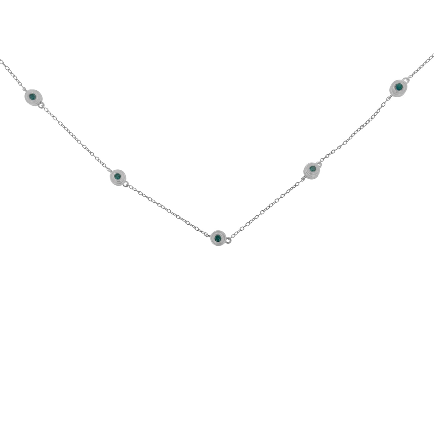 Collier en Argent Sterling avec Diamants Bleus