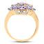 14K Yellow Gold Plated Tanzanite & White Topaz Cluster Ring