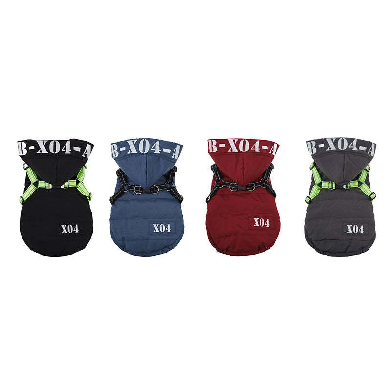 Fleece-Lined Waterproof Dog Jacket with Hood