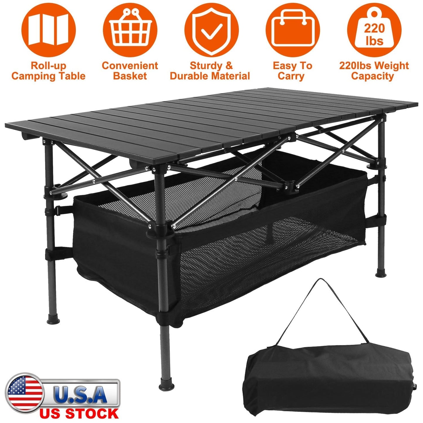 Mesa de Camping Plegable GBruno - Mesa Portátil para Exterior