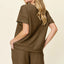 Double Take Full Size Texture T-Shirt and Shorts Set