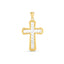 Pendentif croix en or 14k bicolore poli miroir avec taille diamant