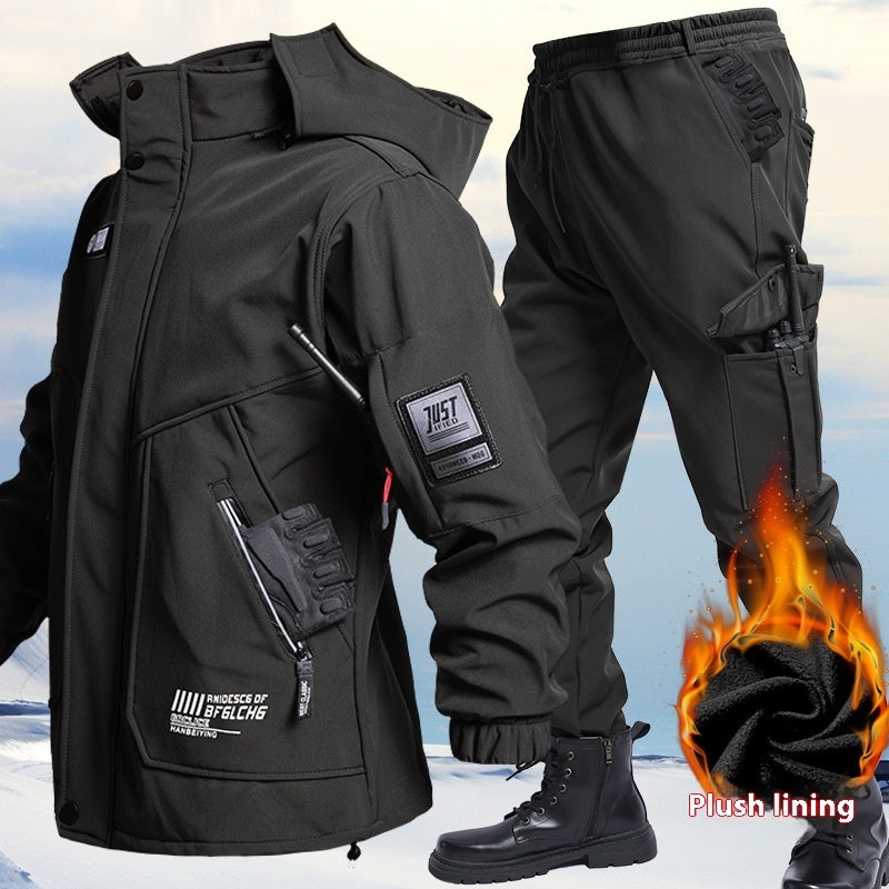 Fleece-Lined Waterproof Jacket Suit for Autumn & Winter
