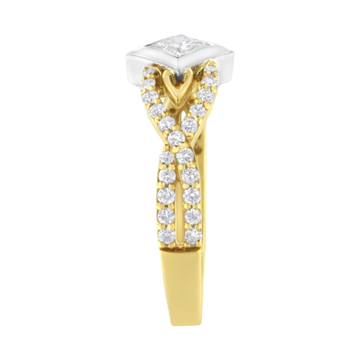 Anillo de Compromiso de Diamante en Forma de Cometa y Shank Torcido de 10K en Dos Tonos