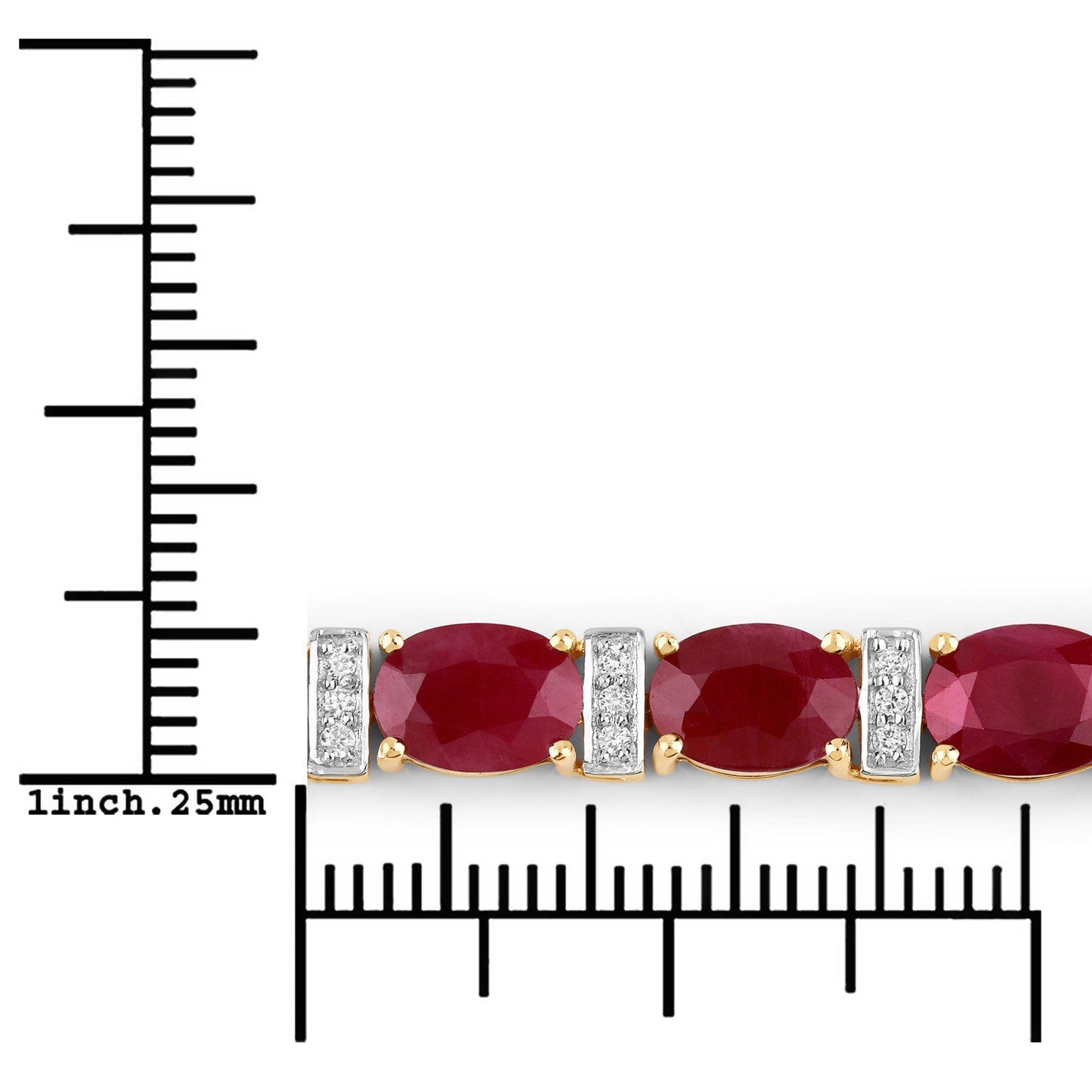 Pulsera de Rubí y Diamante de 14K en Oro Amarillo de 16.52 Quilates