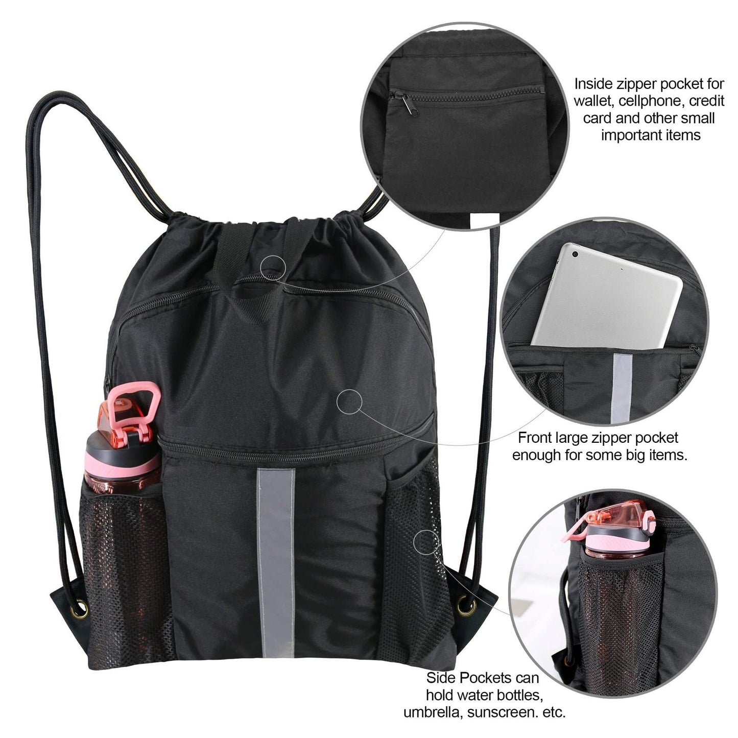 Multi-Purpose Drawstring Backpack with Shoe Compartment