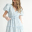 Elegant Eyelet Lace Puff Sleeve Midi Dress for Women
