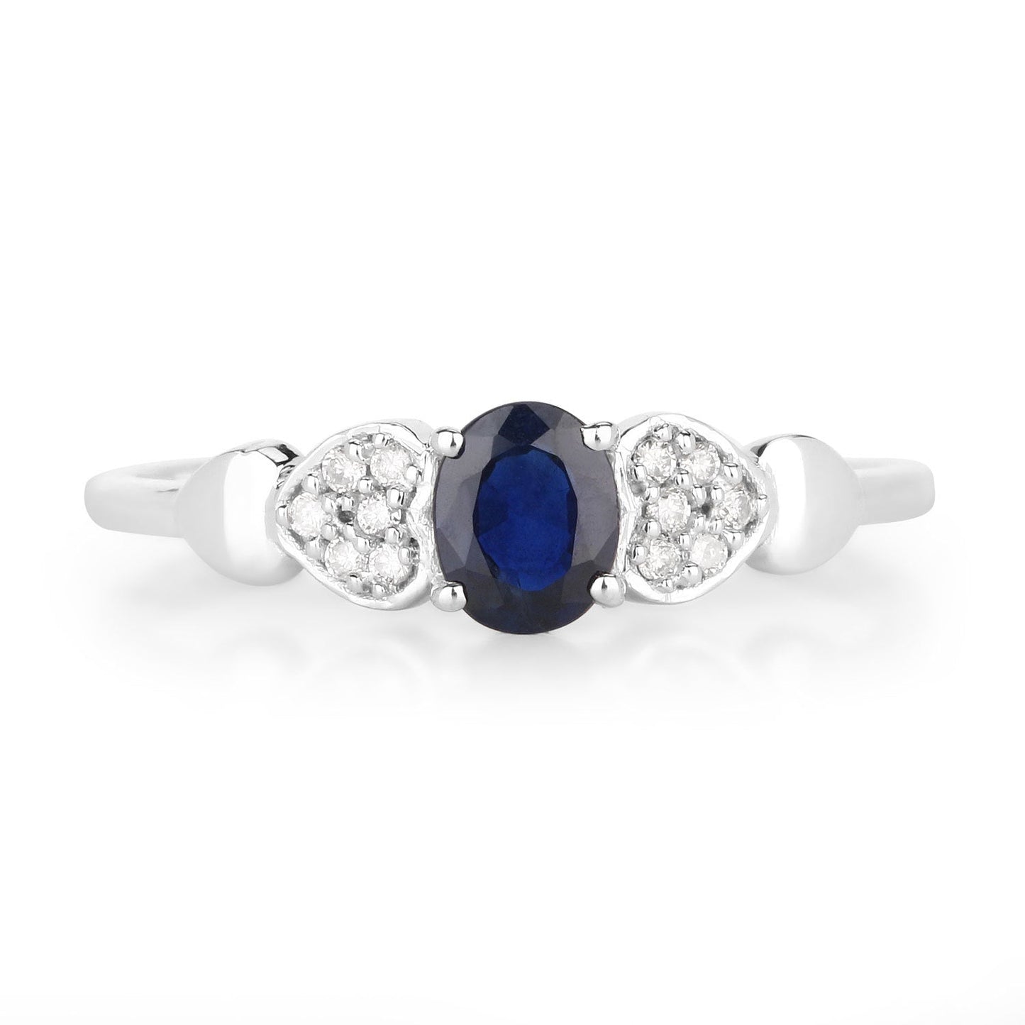 0.44 Carat Blue Sapphire and Diamond 14K White Gold Engagement Ring