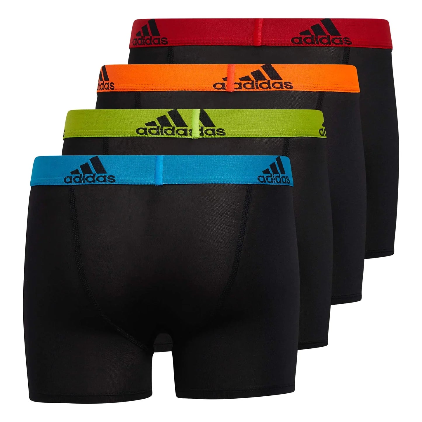 adidas Kids' Performance Boxer Briefs (4-Pack) - Black/Solar Blue/Green