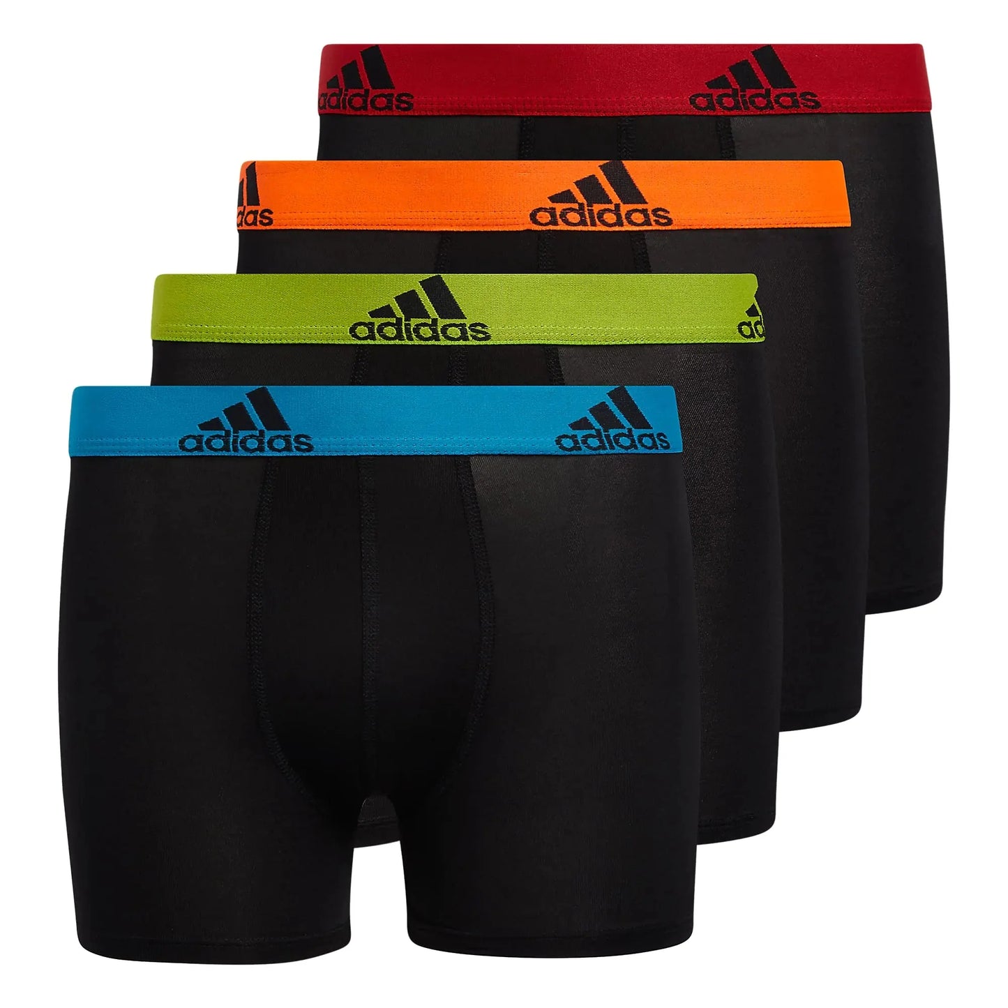 adidas Kids' Performance Boxer Briefs (4-Pack) - Black/Solar Blue/Green