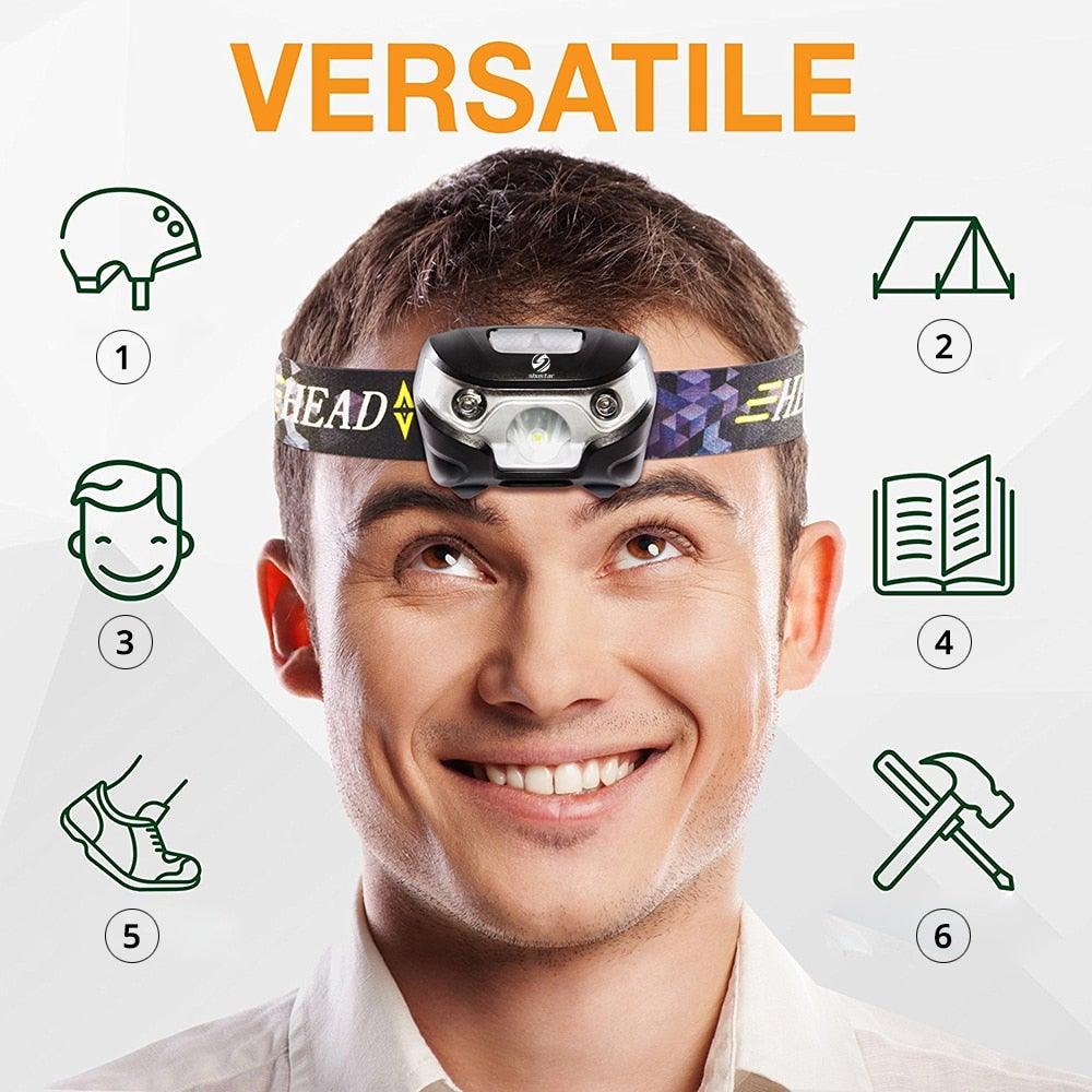 Linterna Frontal LED Recargable Ajustable para Aventuras al Aire Libre