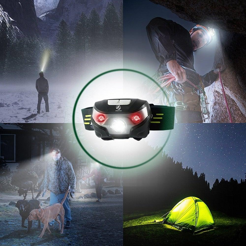 Linterna Frontal LED Recargable Ajustable para Aventuras al Aire Libre