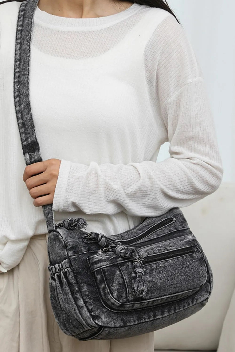 Bolso Cruzado de Denim con Correa Ajustable