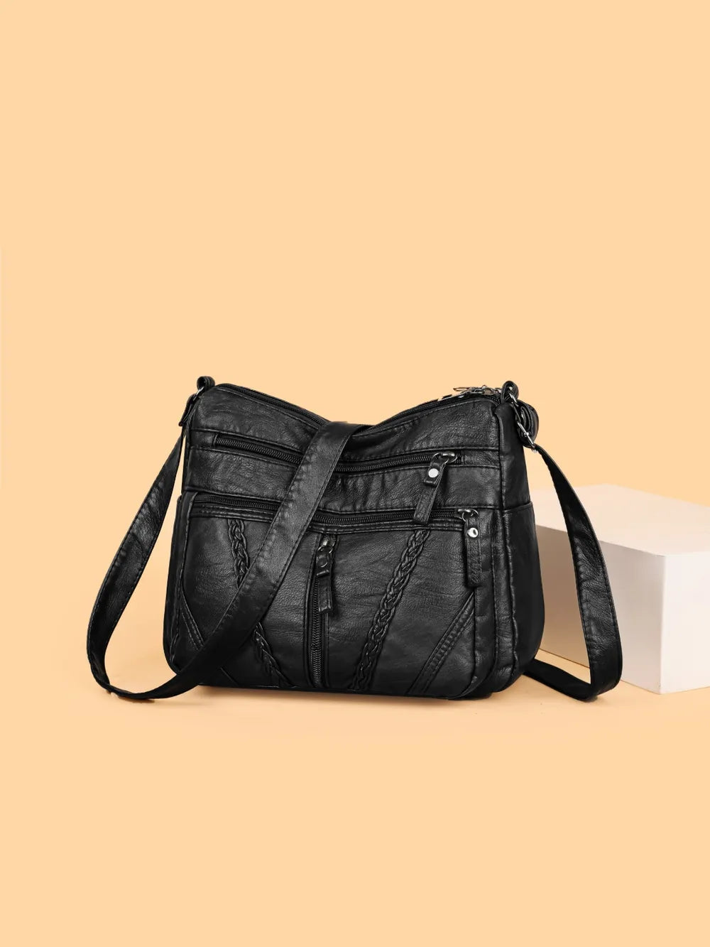 Adjustable Strap PU Leather Shoulder Bag - Korvel