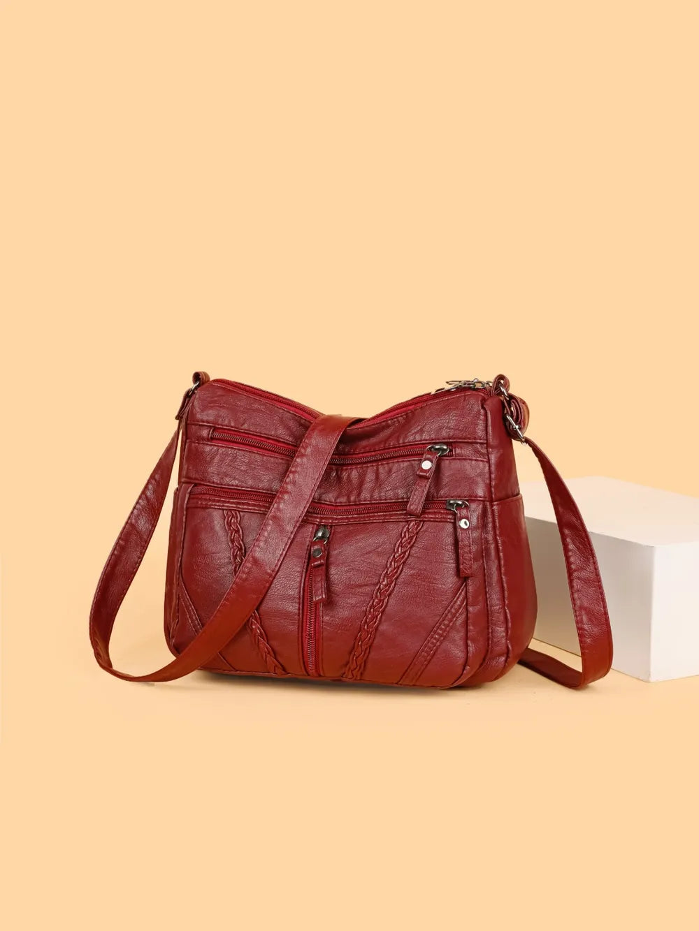 Adjustable Strap PU Leather Shoulder Bag - Korvel