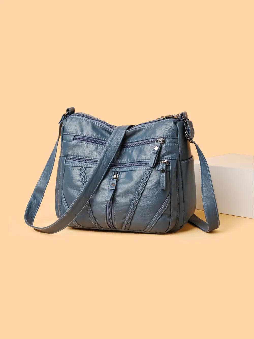 Adjustable Strap PU Leather Shoulder Bag - Korvel