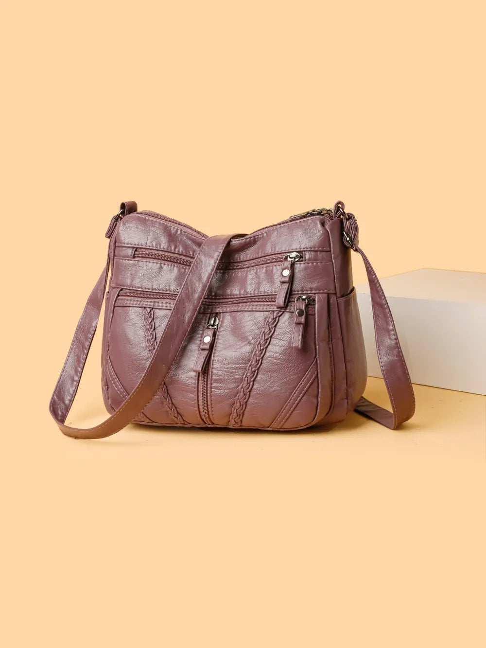 Adjustable Strap PU Leather Shoulder Bag - Korvel