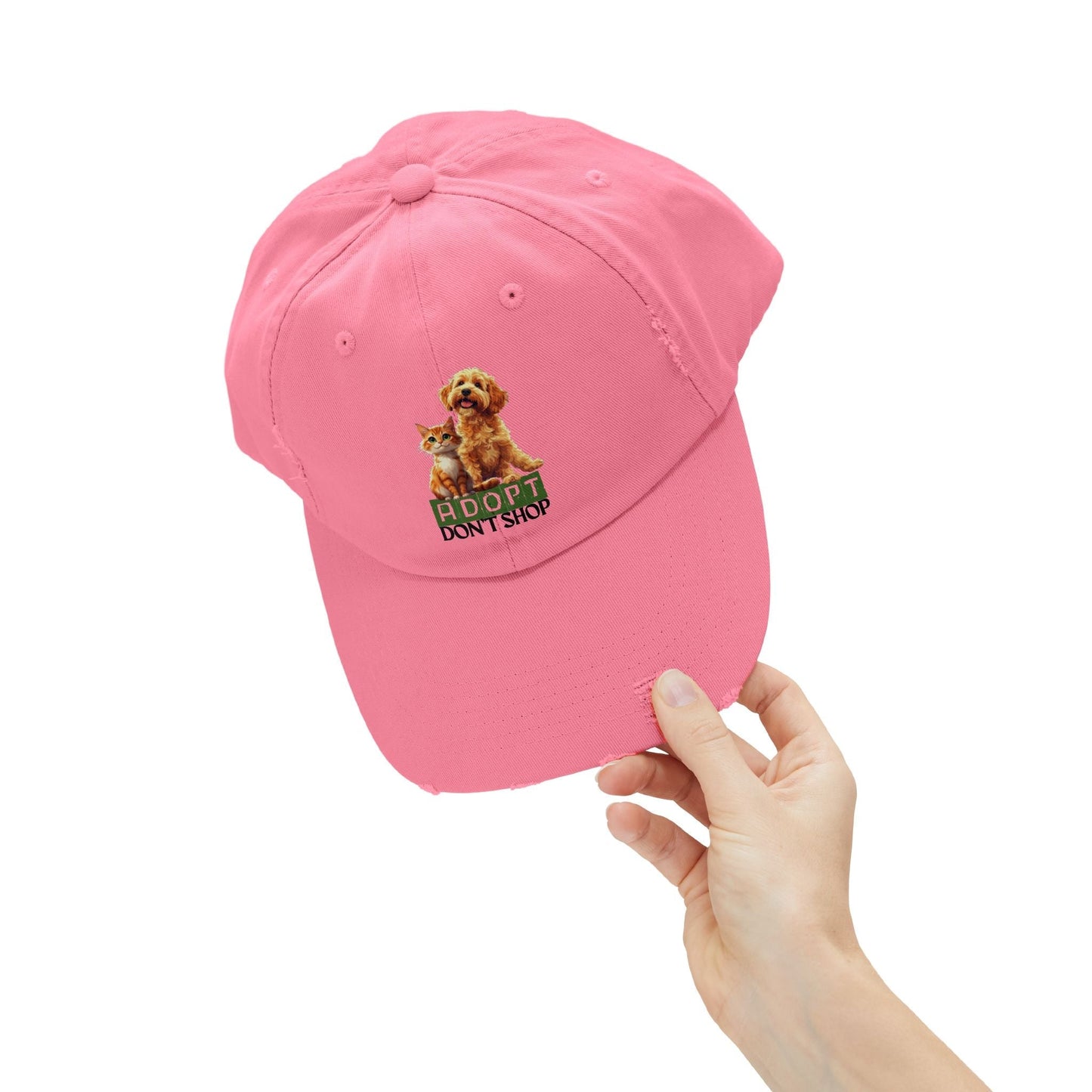 Gorra Distressed Adoptar No Comprar para Amantes de las Mascotas