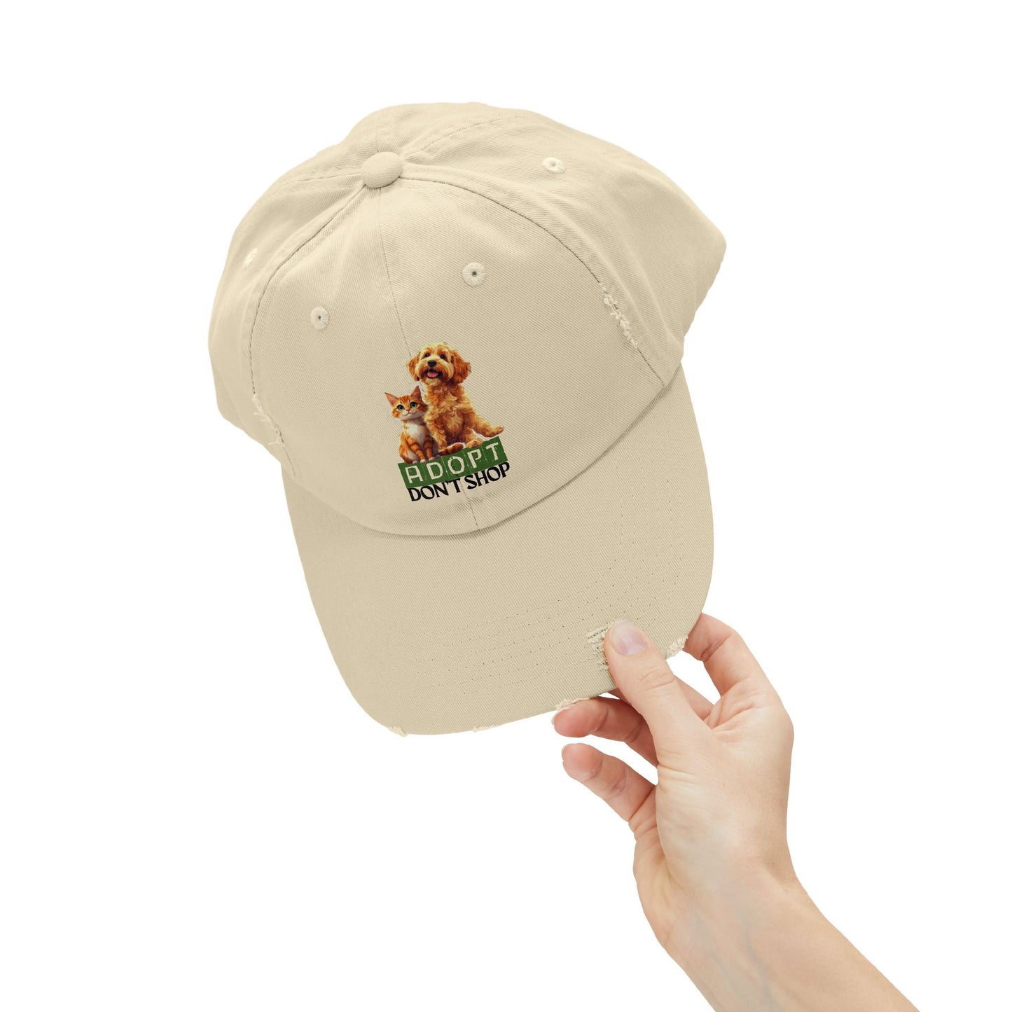 Gorra Distressed Adoptar No Comprar para Amantes de las Mascotas