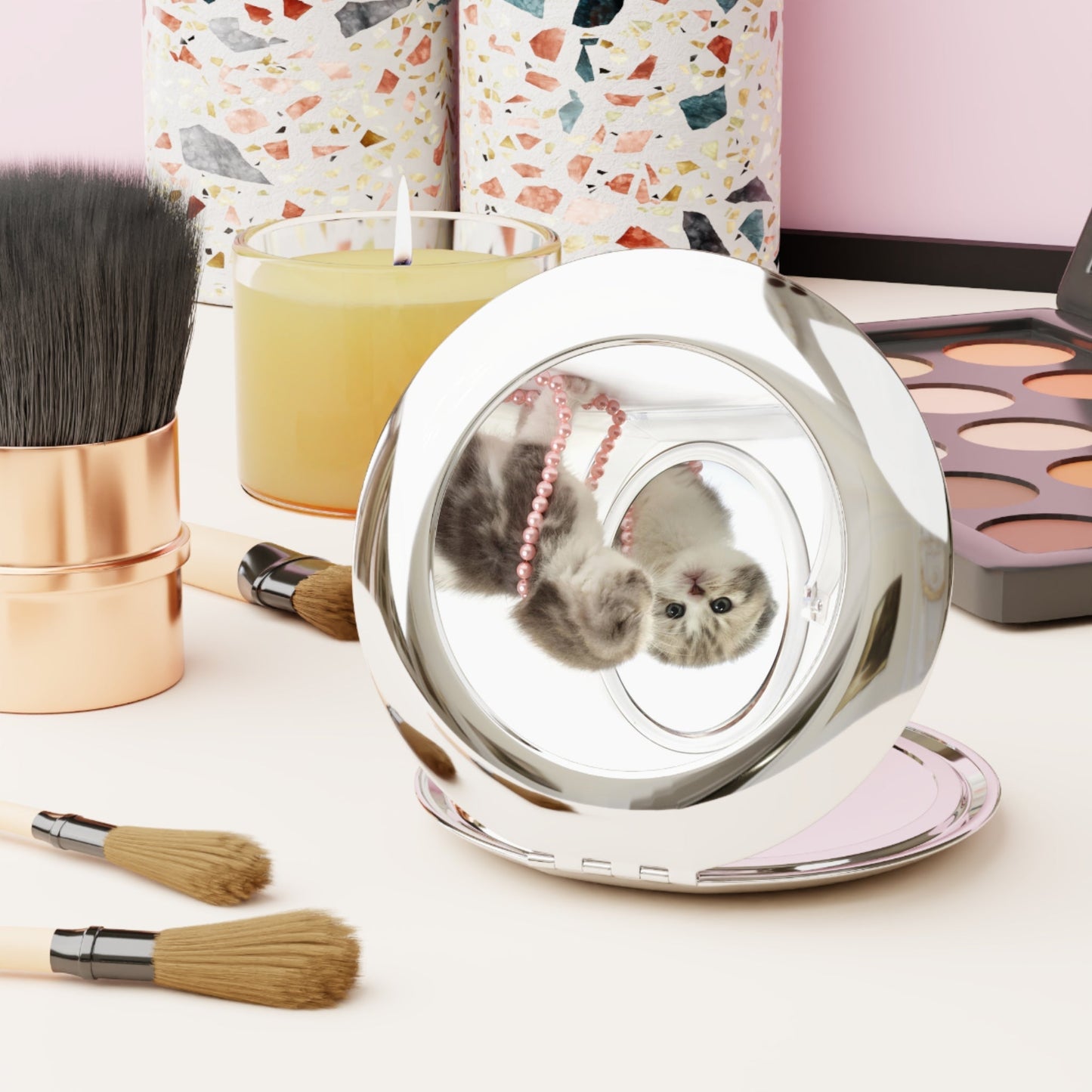 Miroir de Voyage Compact Adorable pour Amoureux des Animaux