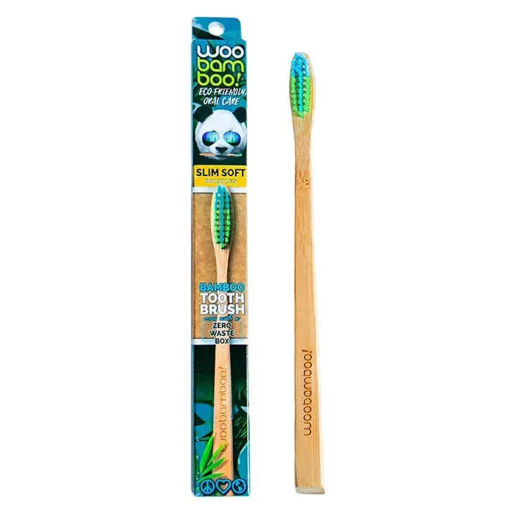 Brosse à dents en bambou Woobamboo à poignée fine et douce