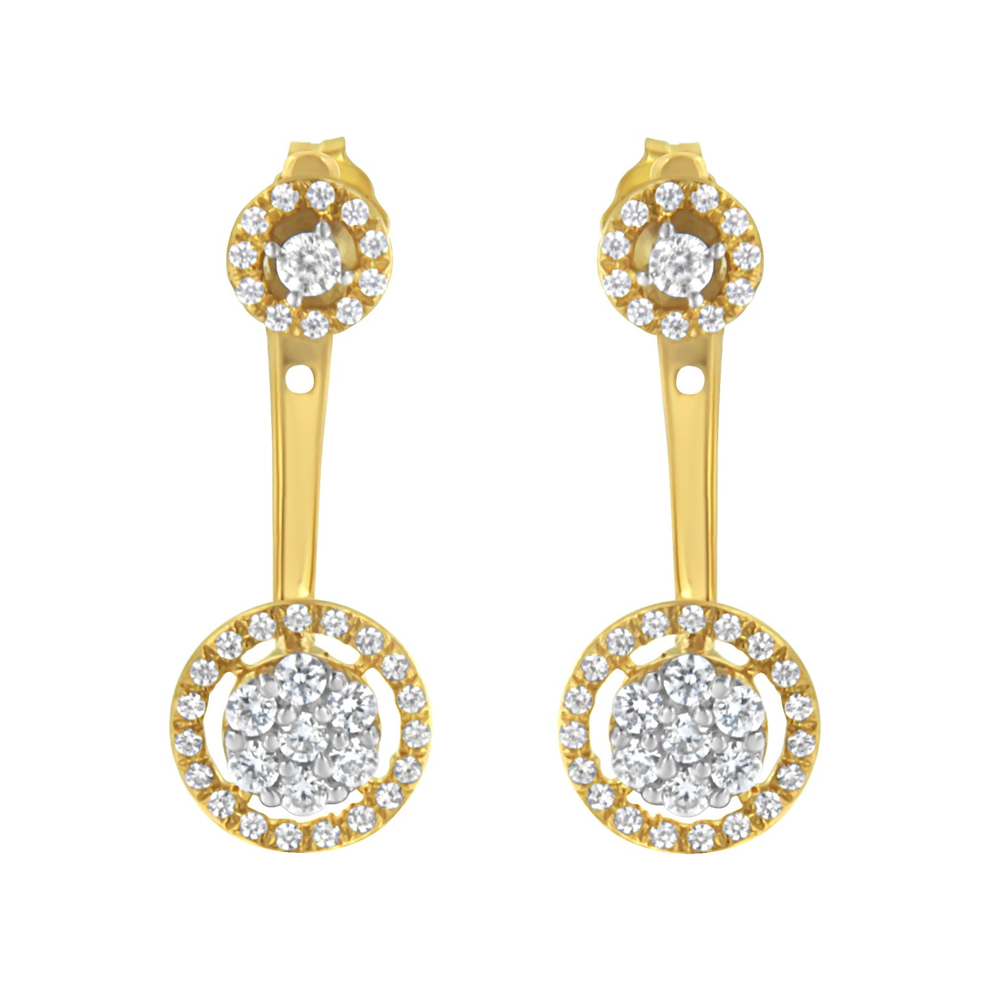14K Yellow Gold Plated Sterling Silver Diamond Earrings