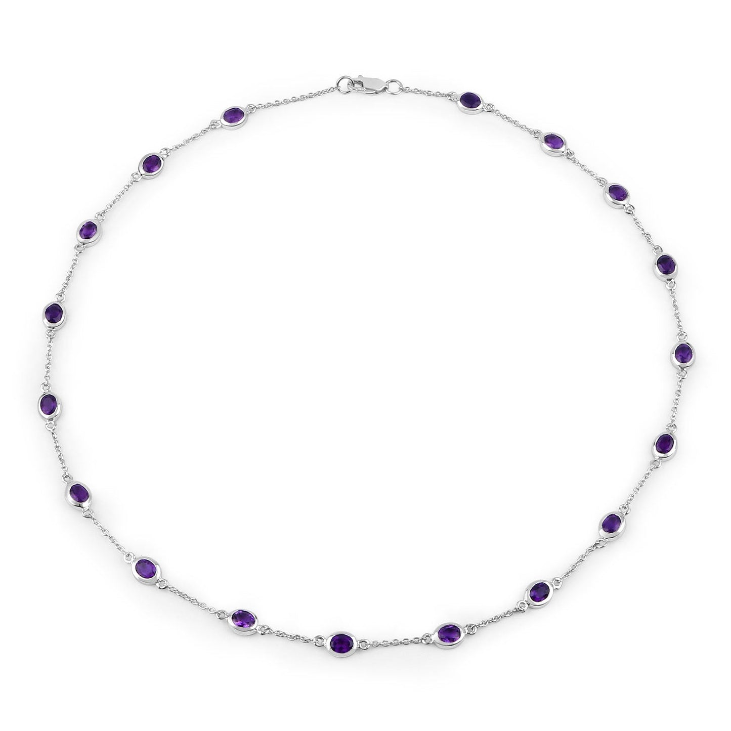 6.12 Carat Genuine Amethyst Necklace in Sterling Silver