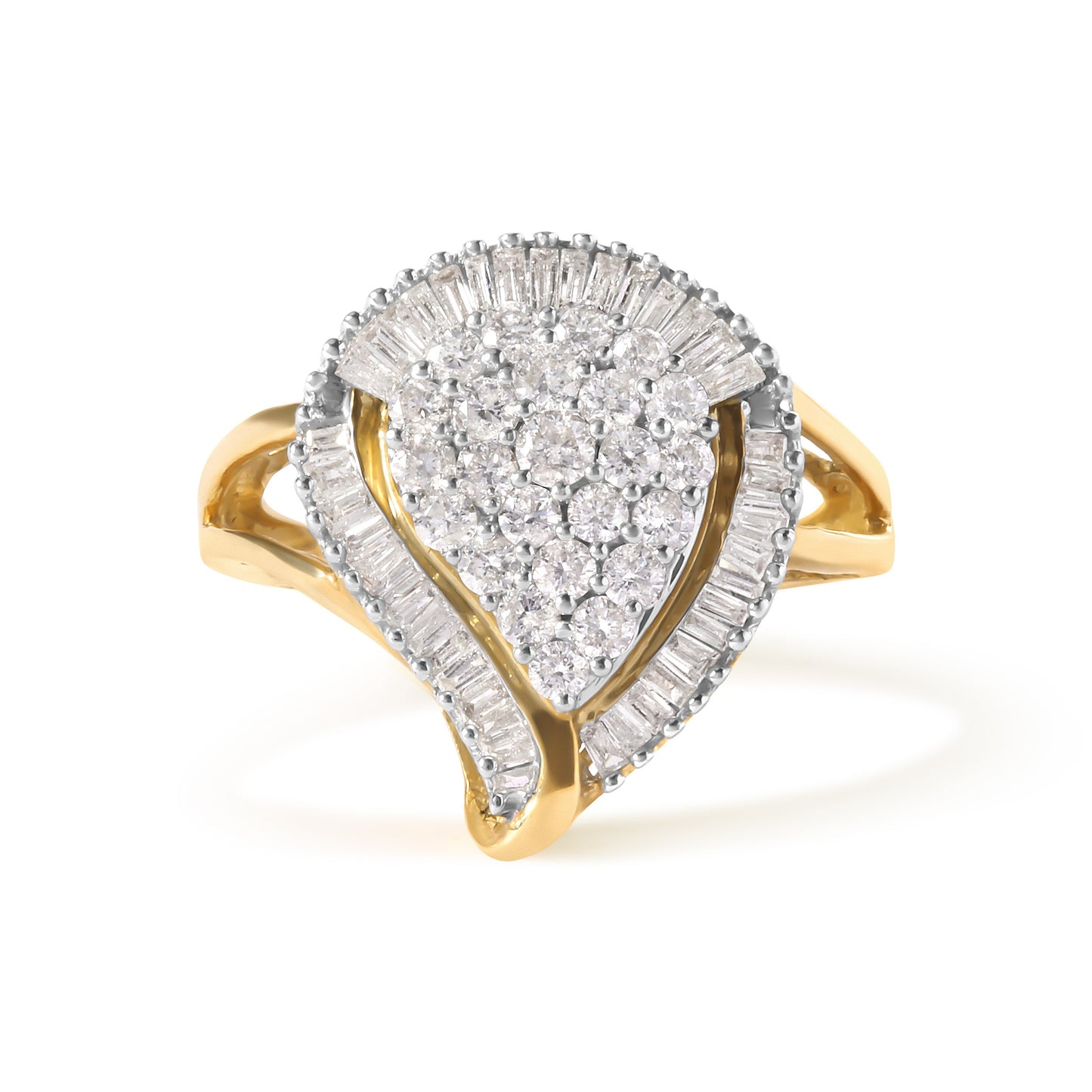 Anillo de Clúster de Diamantes Ballerina de Oro Amarillo de 10K - 1 Cttw