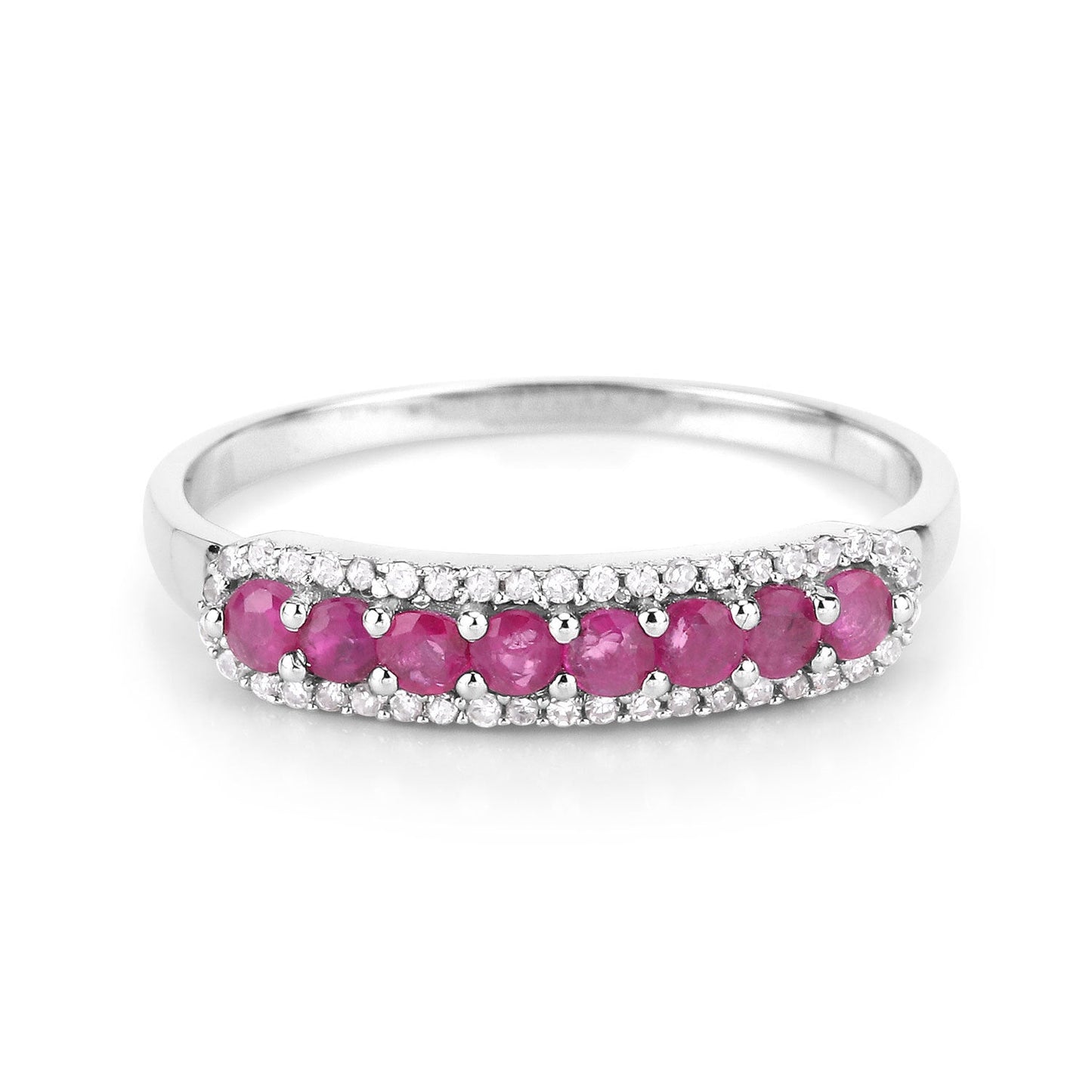 Anillo de Compromiso de Rubí de 0.47 Quilates y Diamante Blanco en Oro Blanco de 14K