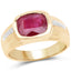Anillo de Plata Esterlina con Rubí de 3.50 Quilates Baño de Oro Amarillo de 14K