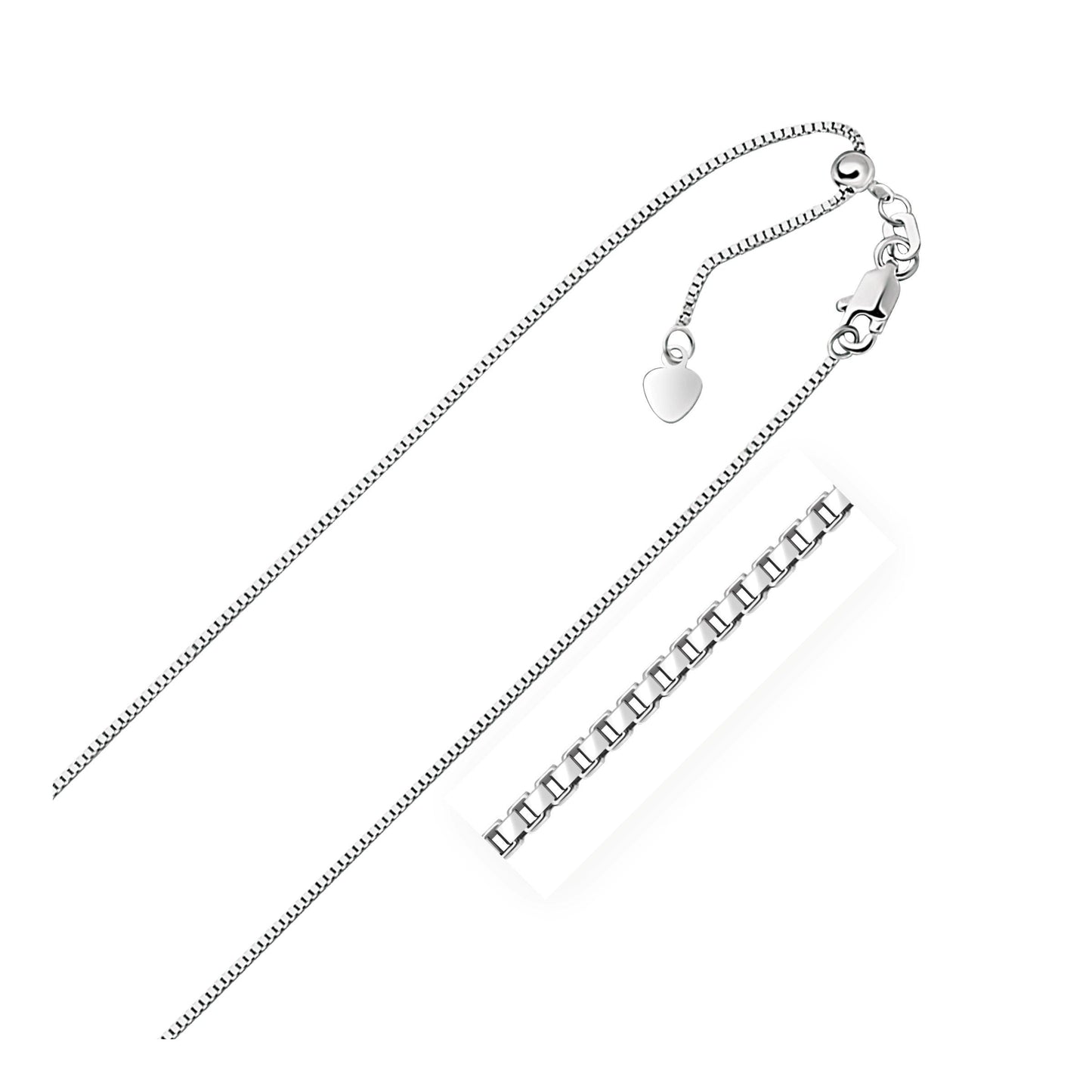 Collier en chaîne à maillons ajustable en or blanc 14 carats